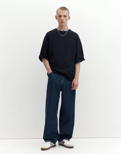 Pull&Bear - Sort t-shirt i løs pasform, 4 af 4
