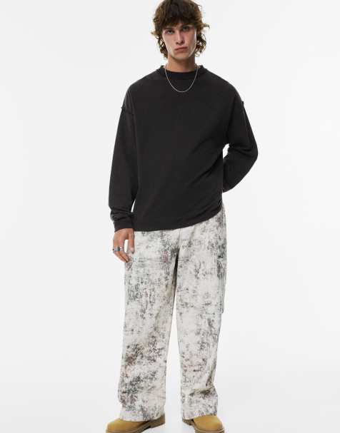 Pull&Bear - Sort T-shirt med lange ærmer og sømdetaljer - view 1