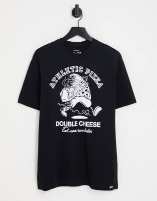Pull&Bear - Sort T-shirt med pizzaprint