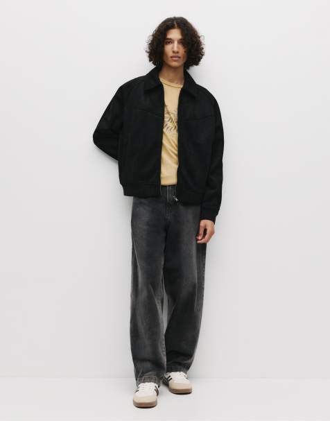 Pull&Bear - Sort trucker-jakke i imiteret ruskind - view 1