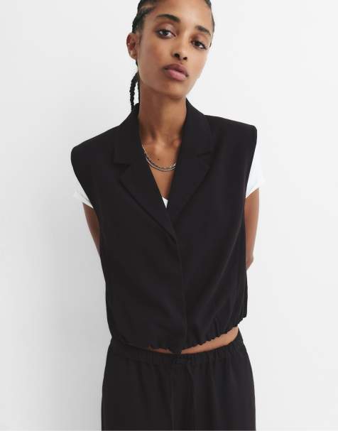 Pull&Bear - Sort vest med puffet design i sømkanten - view 1