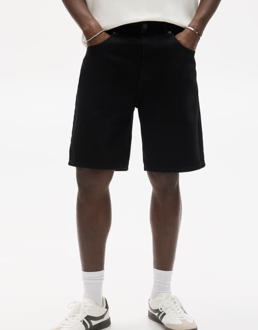 Pull&Bear - Sorte bermuda-denimshorts i standard fit