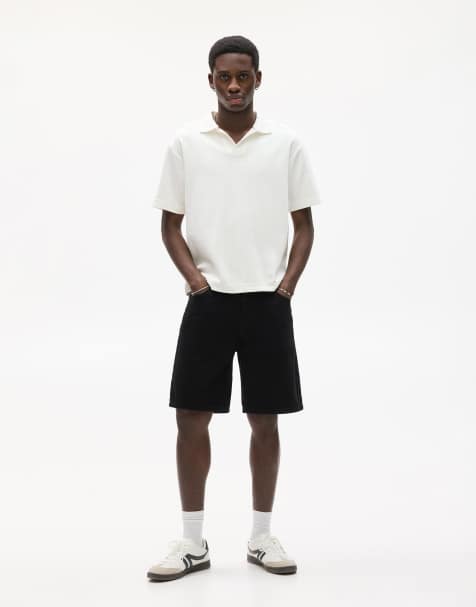 Pull&Bear - Sorte bermuda-denimshorts i standard fit - view 1