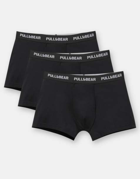 Pull&Bear - Sorte boksershorts med lille logo i pakke med 3 par - view 1