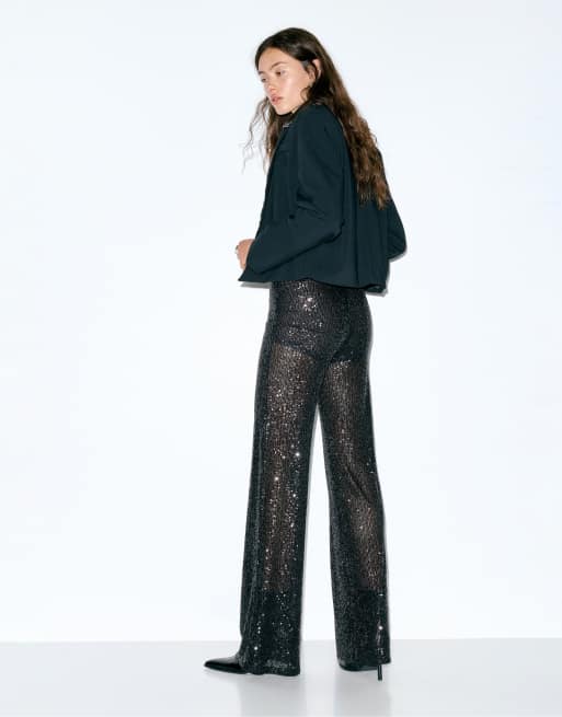 Pull&Bear - Sorte bukser med pailletter, 4 af 4