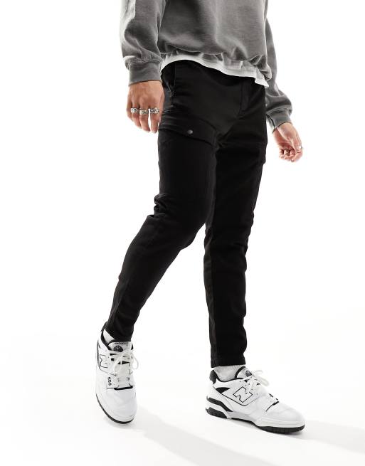 Pull&Bear - Sorte cargobukser med lige ben