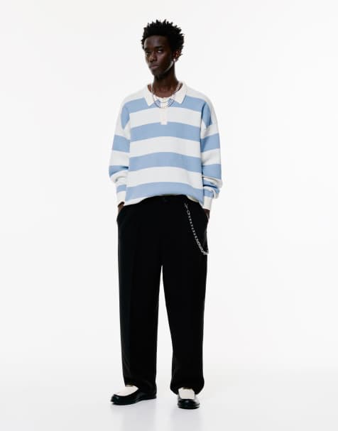 Pull&Bear - Sorte chinos med indsnit - view 1