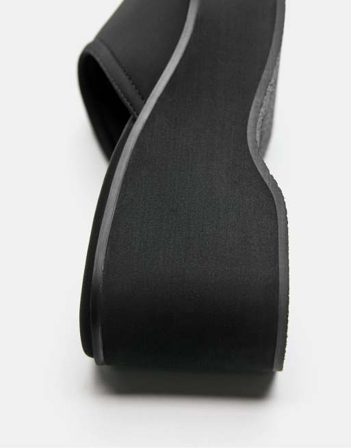 Pull&Bear - Sorte chunky mule-sandaler med plateau-sål, 4 af 4