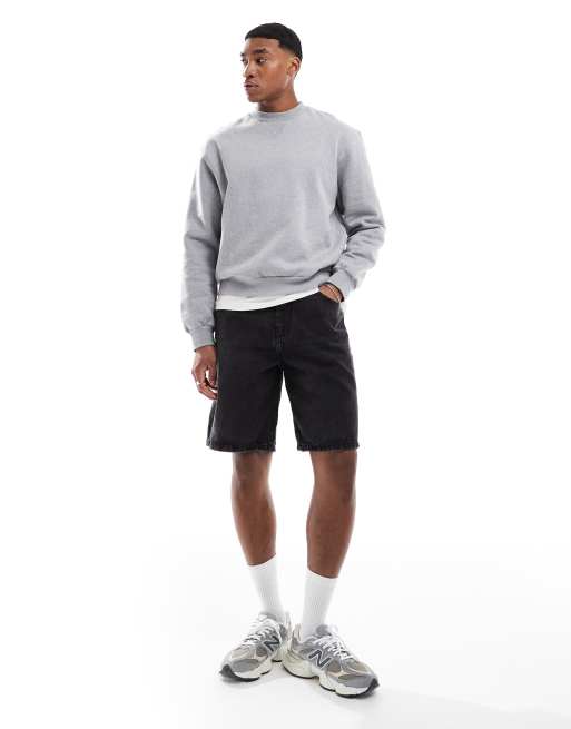 Pull&Bear - Sorte denimshorts i baggy fit
