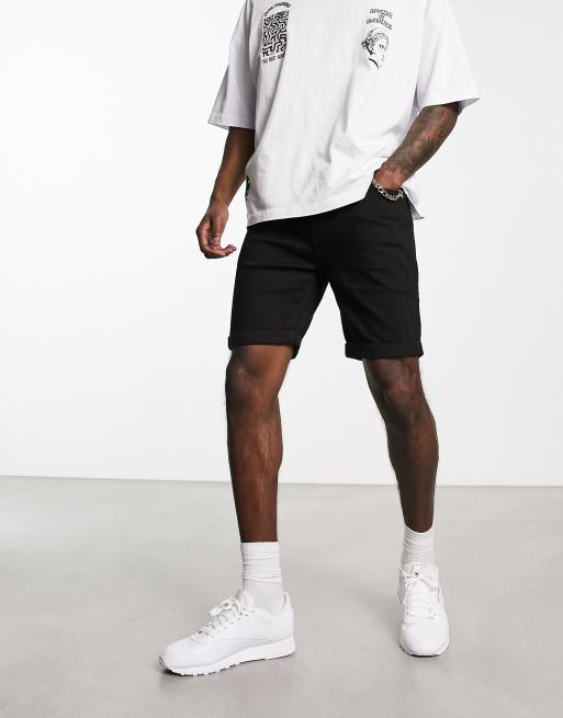 Pull&Bear - Sorte denimshorts i slim fit