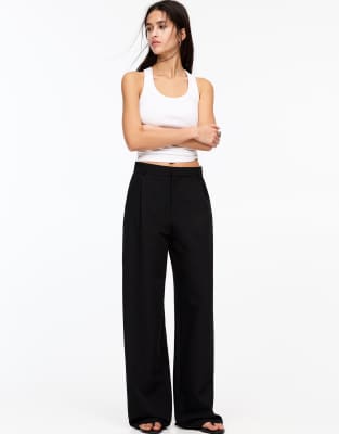 Pull&Bear - Sorte elegante bukser med indsyninger - view 1