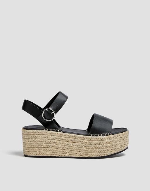 Pull&Bear - Sorte flatform-espadrillesandaler