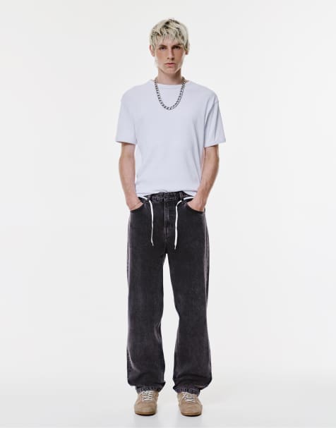 Pull&Bear - Sorte forvaskede og baggy jeans - view 1