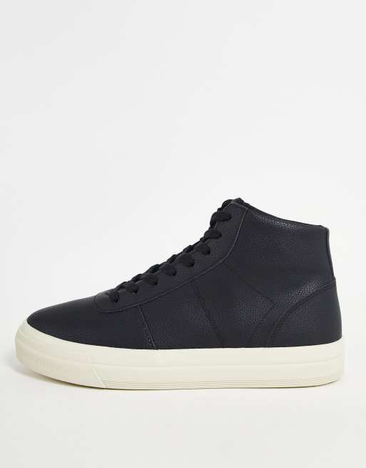 Pull&Bear - Sorte hi-top-sneakers i PU