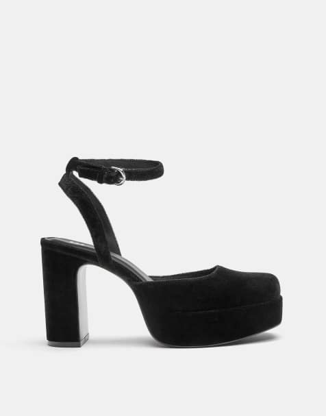 Pull&Bear - Sorte højhælede flatform-sko - view 1