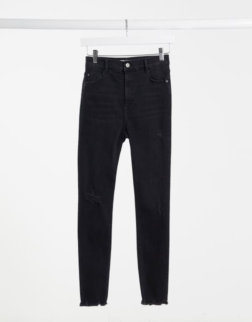 Pull&Bear - Sorte højtaljede caprijeans