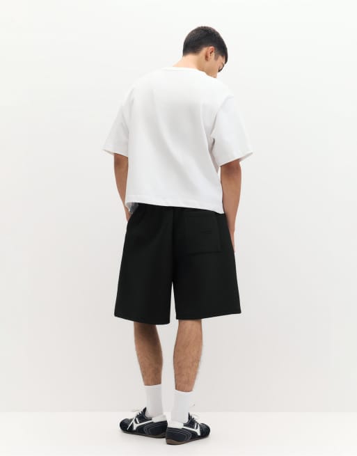 Pull&Bear - Sorte joggingshorts i sweat-materiale bermuda-stil, 3 af 4