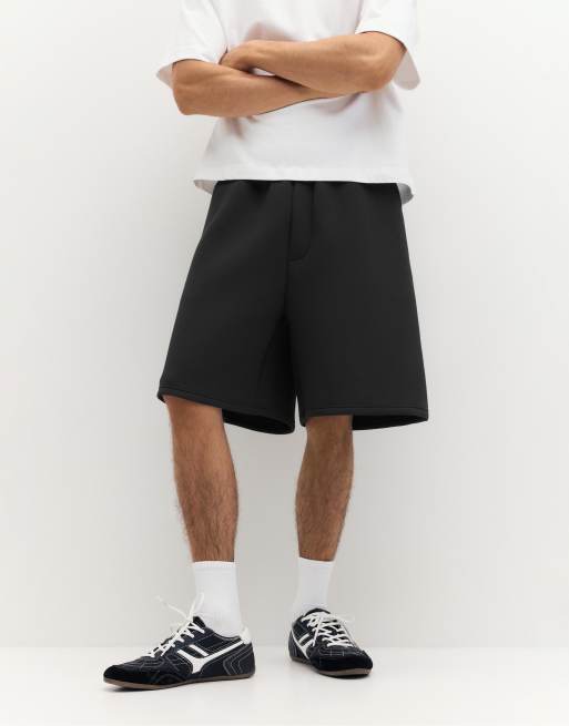 Pull&Bear - Sorte joggingshorts i sweat-materiale bermuda-stil, 4 af 4