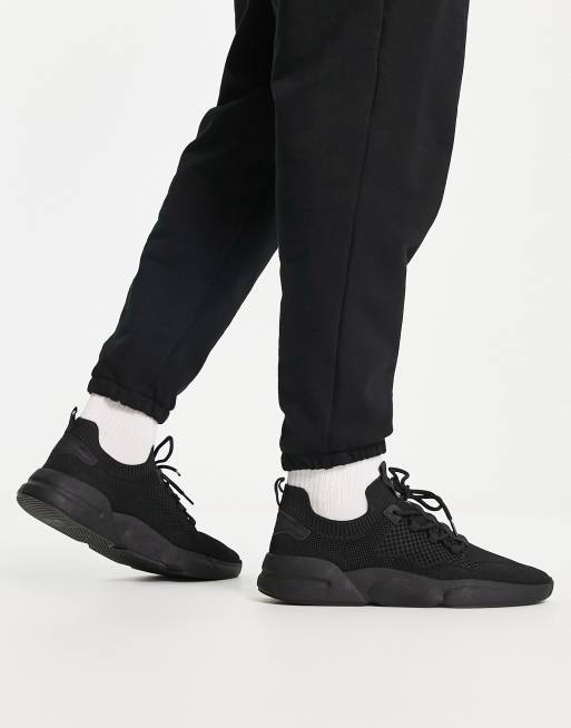 Pull&Bear - Sorte løbesneakers med snørebånd
