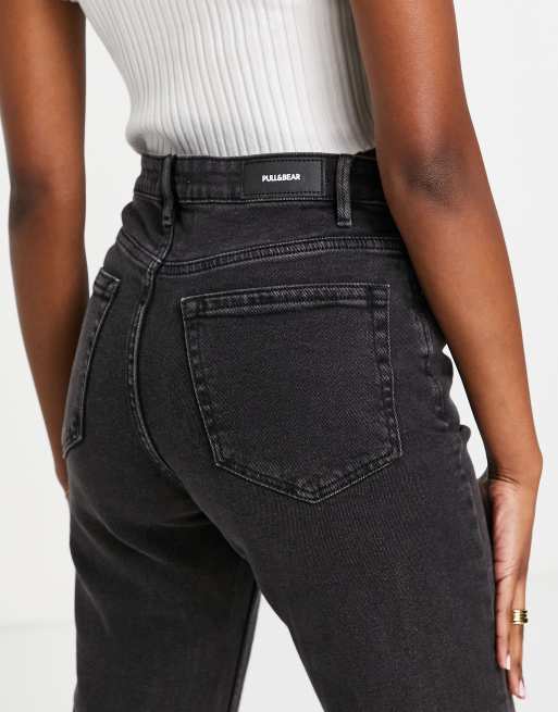 Pull&Bear - Sorte mom-jeans i slim fit, 2 af 4