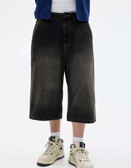 Pull&Bear - Sorte og superposede denimshorts
