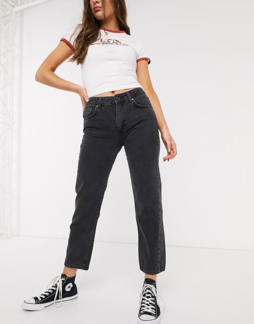Pull&Bear - Sorte regulære mom-jeans