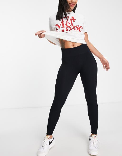 Pull&Bear - Sorte sømløse leggings i ribstrik
