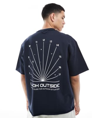 space back graphic T-shirt in navy