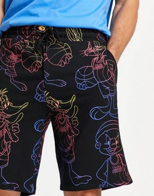 Pull&Bear Space Jam shorts in allover paint print co-ord