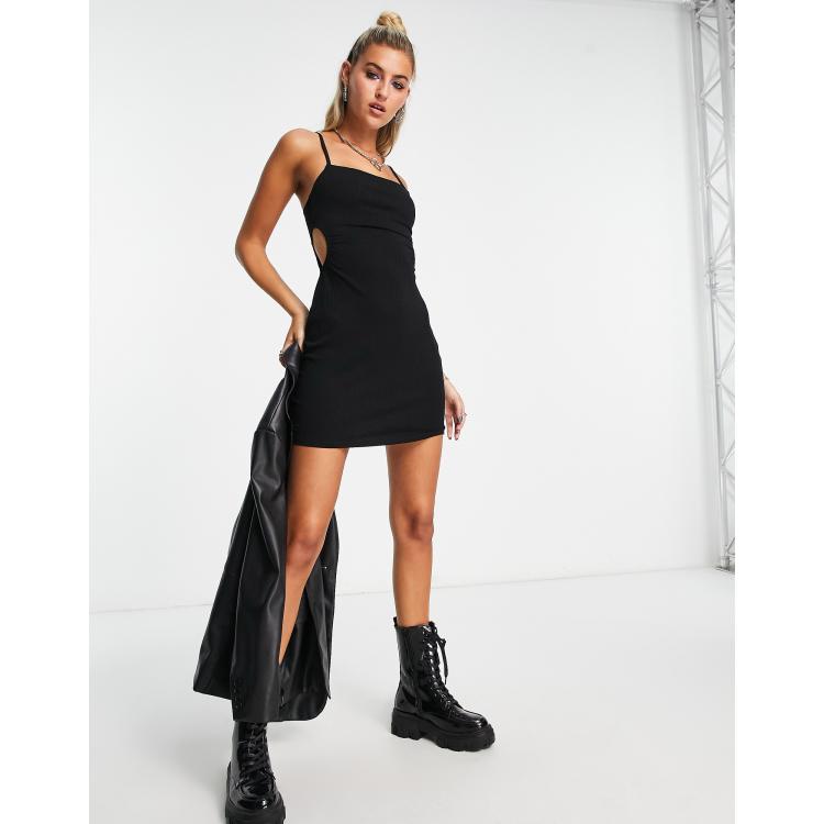 Black skinny best sale strap dress