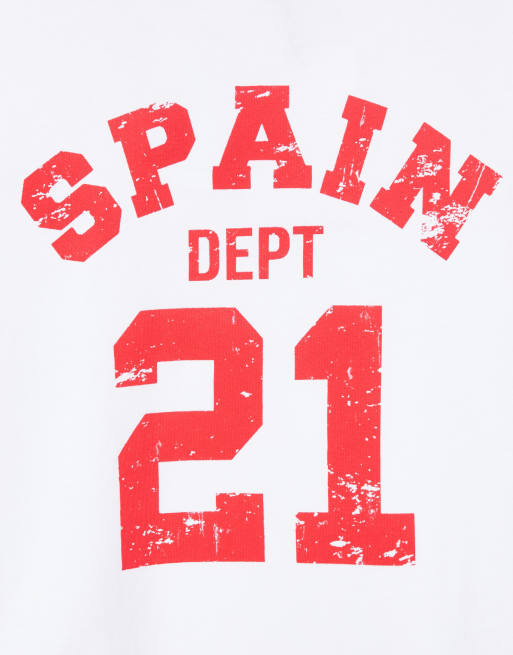 Pull&Bear Spain 21 graphic t-shirt in white, 2 of 4