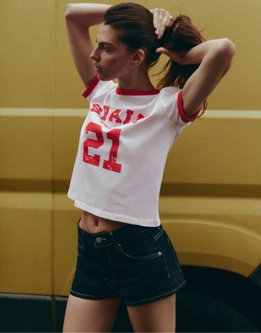 Pull&Bear Spain 21 graphic t-shirt in white, 3 of 4