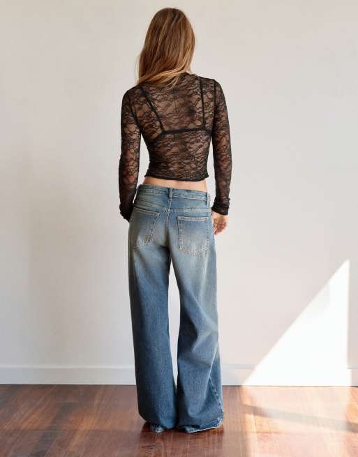 Pull&Bear Spitzentop in Schwarz, 2 von 6