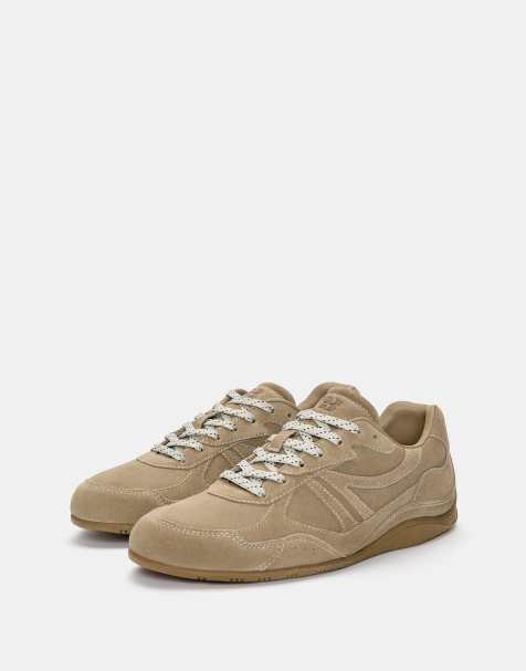 Pull&Bear Split leather sneakers in brown - view 1