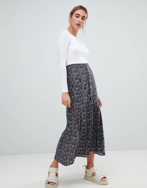 Pull&bear – Spódnica midi z guzikami