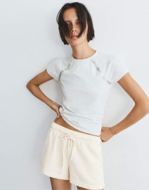 Pull&Bear Sports shorts with elastic waist in beige