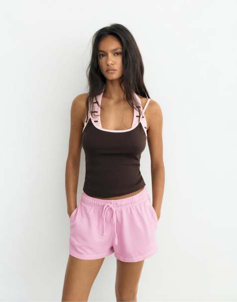 Pull&Bear Sports shorts with elastic waist in pink - view 1