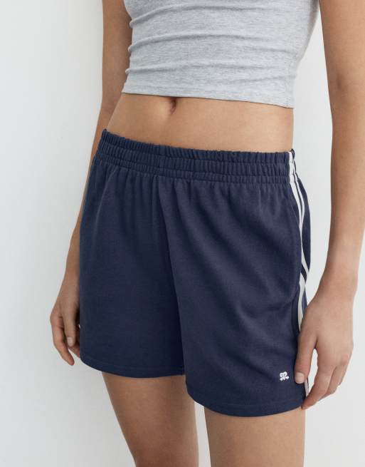 Pull&Bear Sports shorts with side stripes in navy, 2 of 4