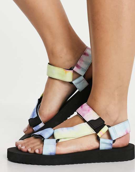 Pull Bear sporty sandals in tie dye