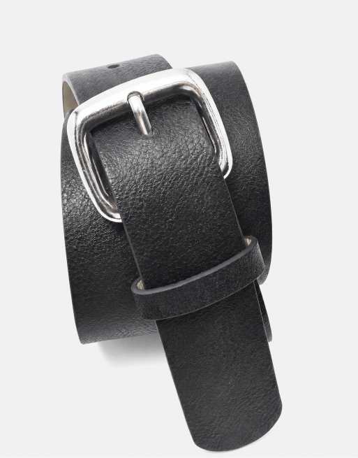 Pull&Bear Square buckle belt in black, 2 of 5
