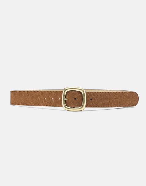 Pull&Bear Square buckle belt in brown - view 1