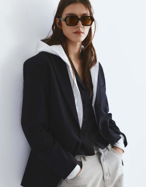 Pull&Bear Square resin sunglasses in black