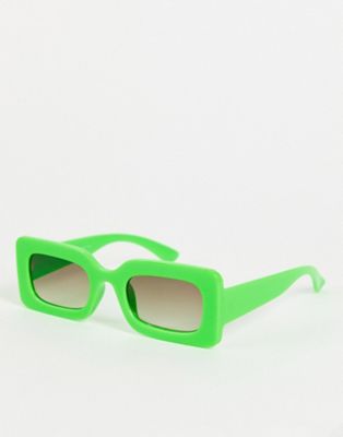 Pull&Bear square sunglasses in green with black lens