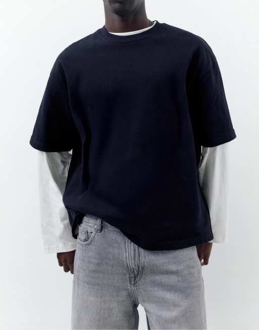 Pull&Bear - Standaard denim bermuda shorts in donkergrijs, 3 van 4
