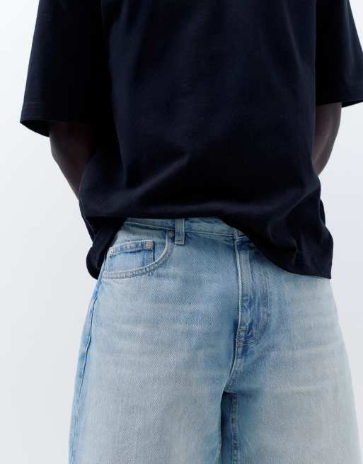 Pull&Bear - Standaard denim bermuda shorts in vaal indigo, 3 van 4