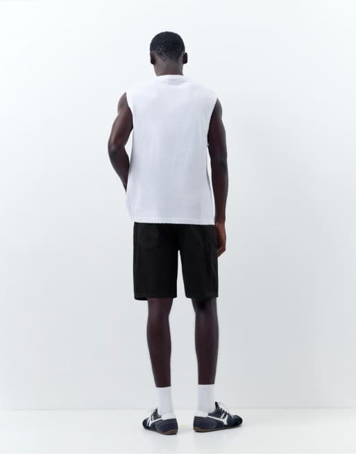 Pull&Bear - Standaard denim bermuda shorts in zwart, 2 van 4