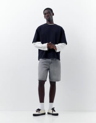 Standard - Bermuda-Jeansshorts in Dunkelgrau Grau 44