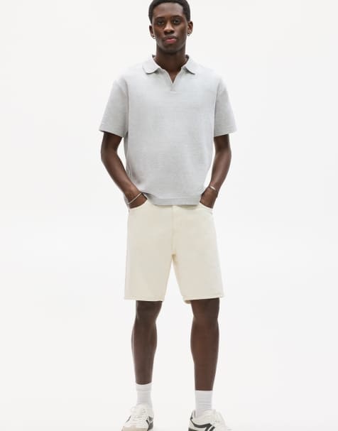 Pull&Bear standard denim bermuda shorts in beige - view 1