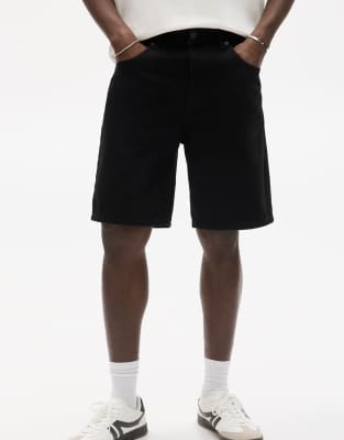 Pull&Bear standard denim bermuda shorts in black - view 1