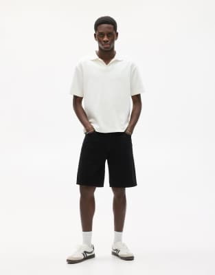 Pull & Bear Standard Denim Bermuda Shorts In Black